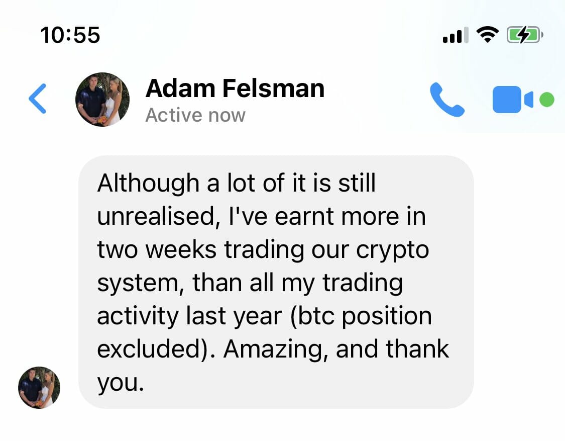 Enlightened stock trading - testimonial for crypto - adam felsman