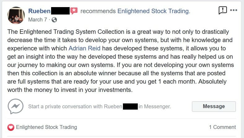 Enlightened stock trading - testimonial for trading system collection 2-rueben s