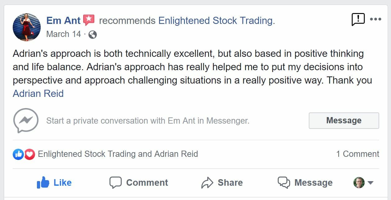 Enlightened stock trading - testimonial for coaching-emily a