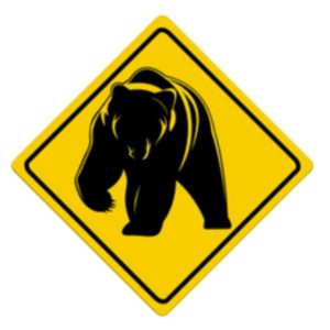 Trader warning signs - wildlife crossing (bear)