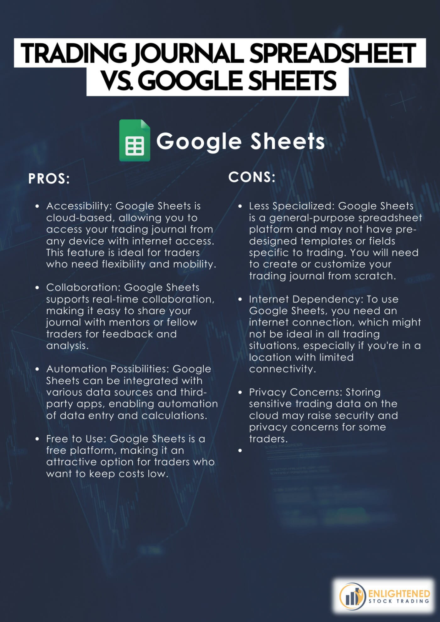 Trading journal spreadsheet vs google sheets 2