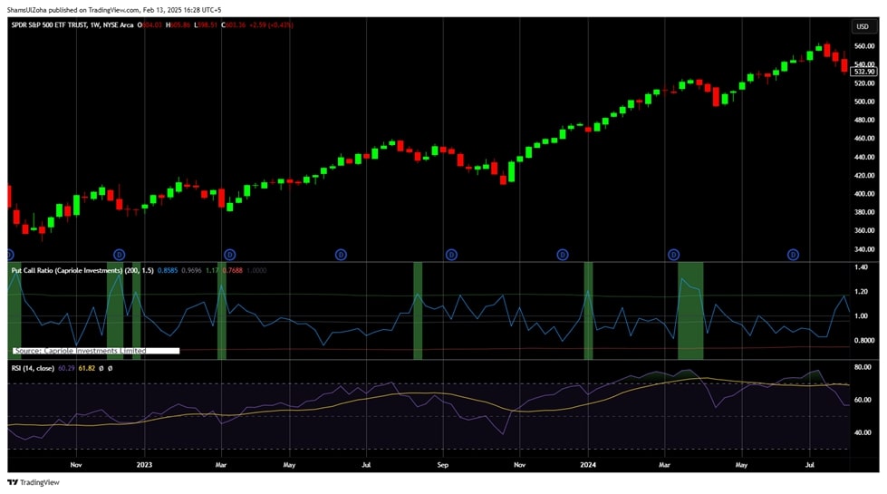 Rsi vs putcall The rsi shows the current overbought and oversold conditions, while the put/call is more focused on the future.