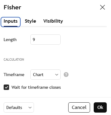 Fisher transform settings