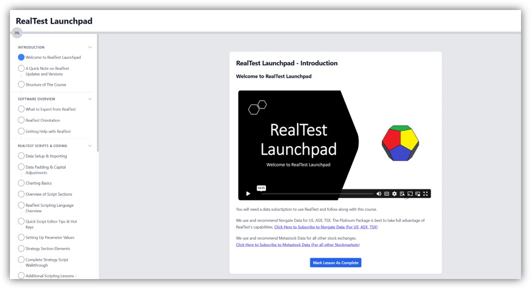 Realtest launchpad course preview