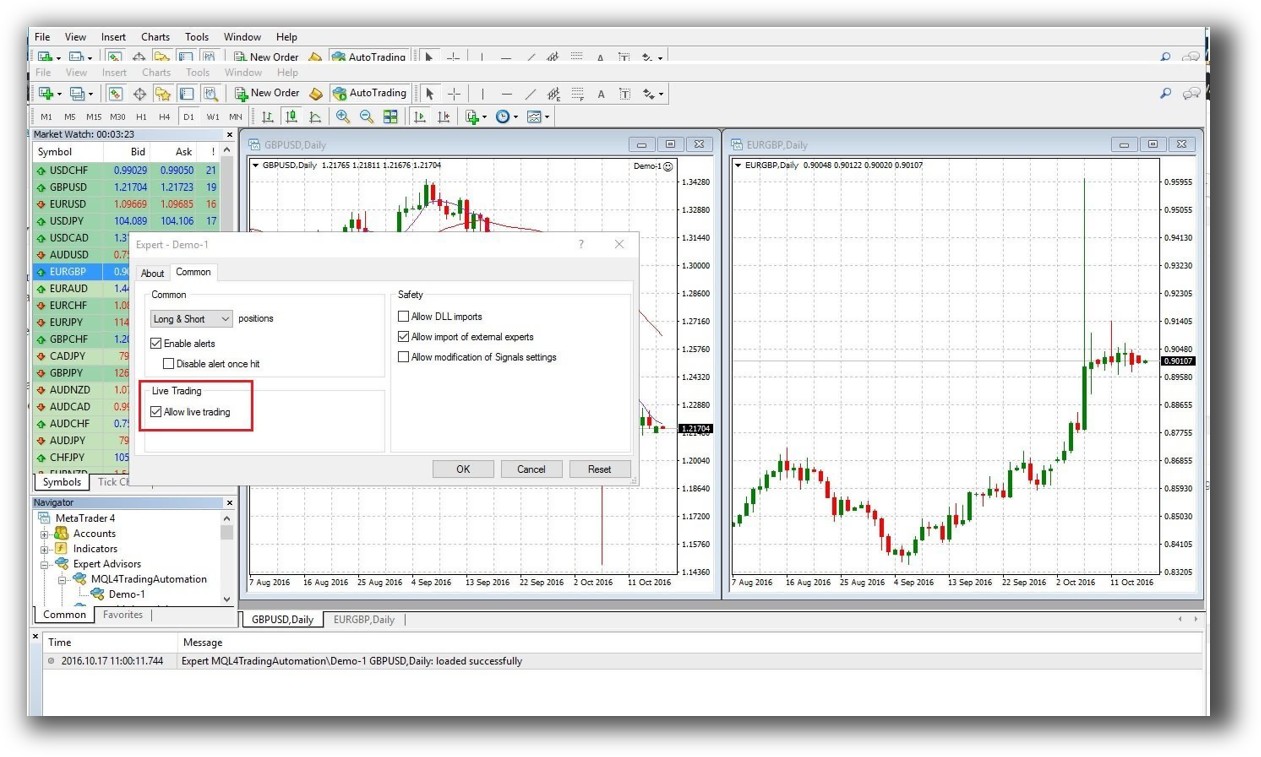 Metatrader4 - automation set up expert advisor