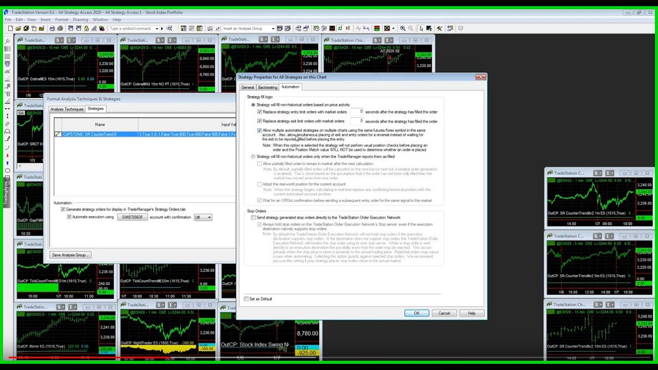 Trade station - automation set up format strategies