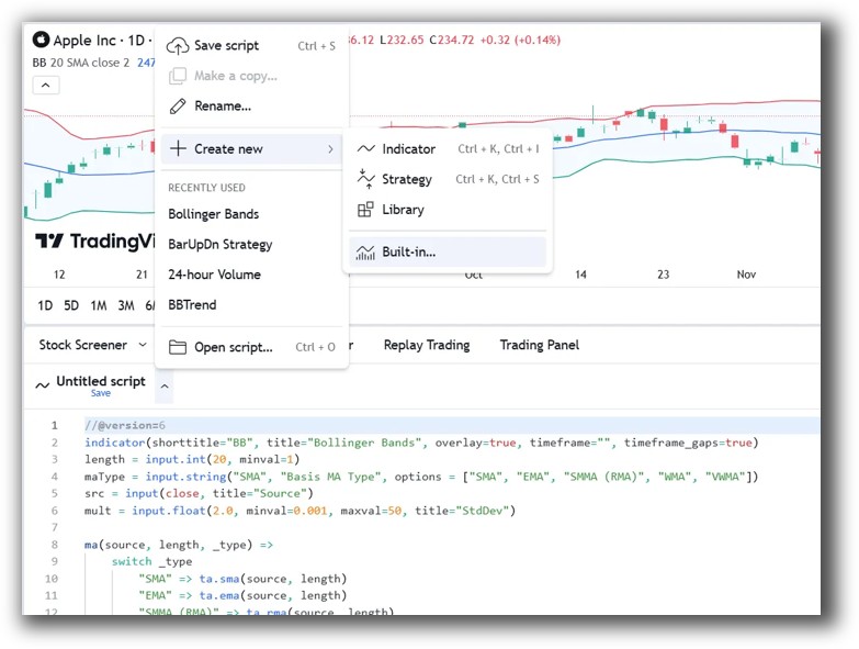 Tradingview code editor