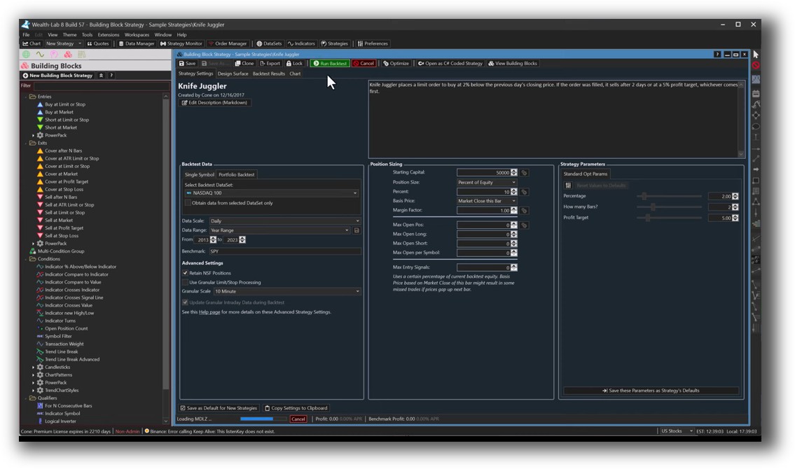 Wealth-lab - backtesting interface