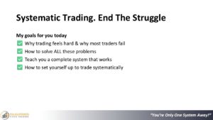 Systematic trading. End the struggle. Presentation slide 5