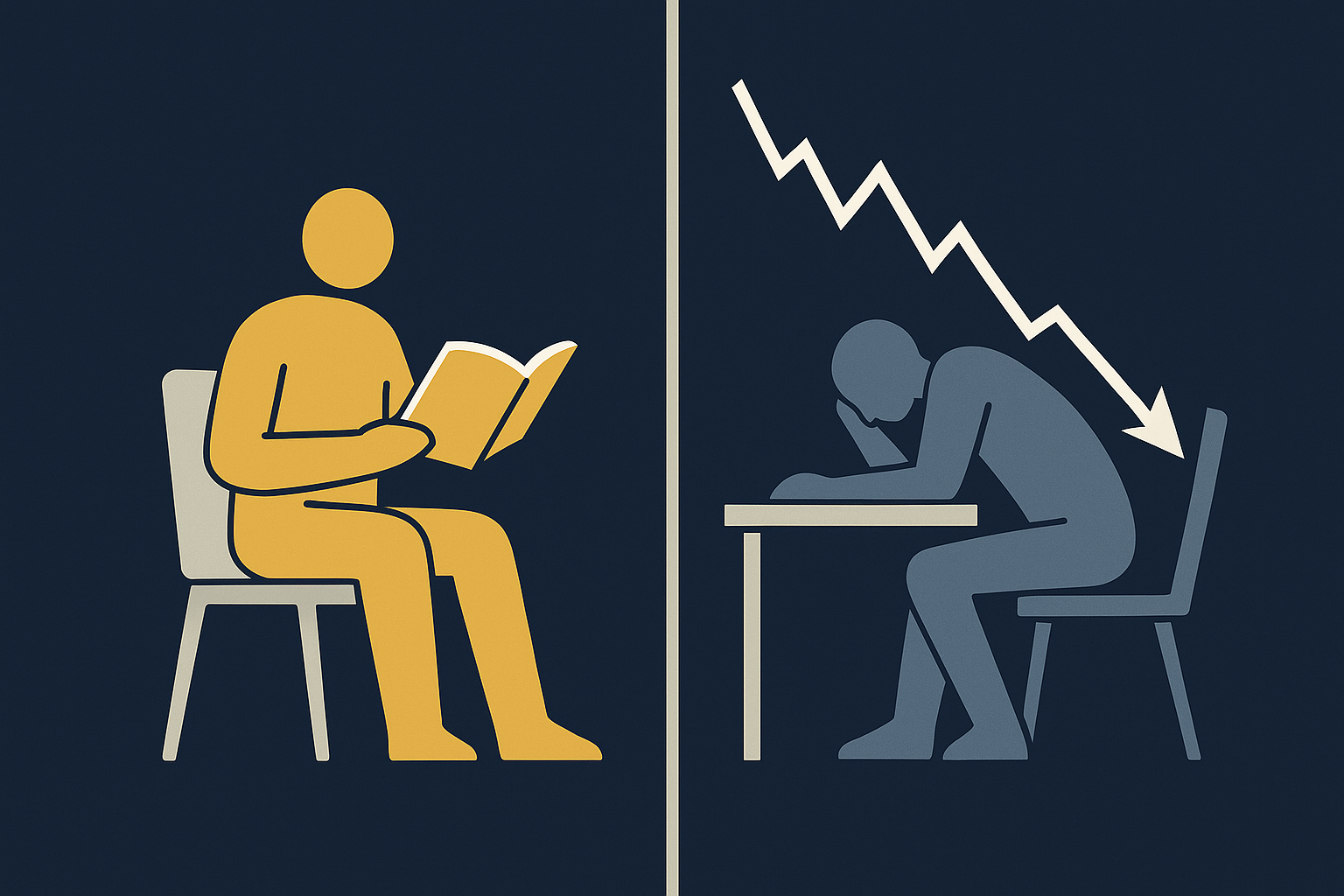 Reading trading psychology books calmly versus facing a losing trade in real time